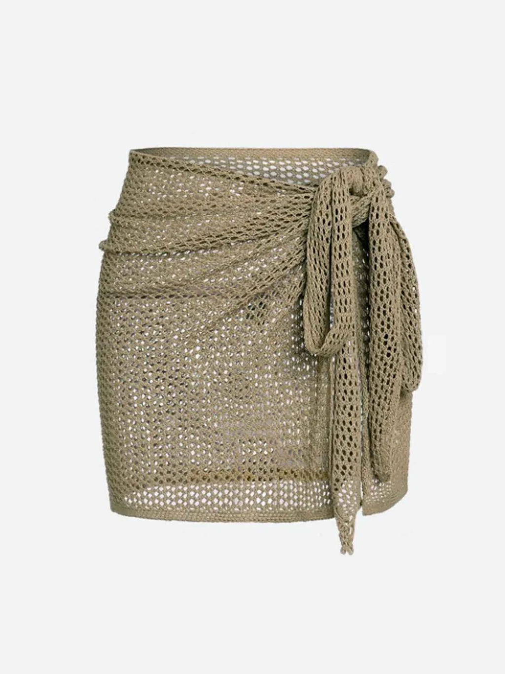 Women's Knitted Short Skirt with Hollow Straps and Slit, Sexy Beach Coverup Shirt for Summer