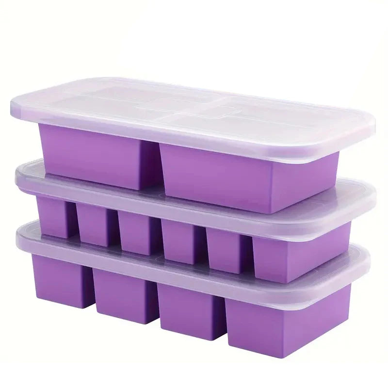 1PC 2/4/6Grid Silicone Freezer Mold with Lid Refrigerated Food Storage Box Food Box Ice Tray Mold Ice Box Fresh-keeping Box
