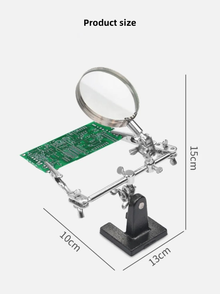 Soldering Iron Station Stand With Welding Magnifying Glass Clip Clamp Third Hand Helping Desktop Magnifier Soldering Repair Tool