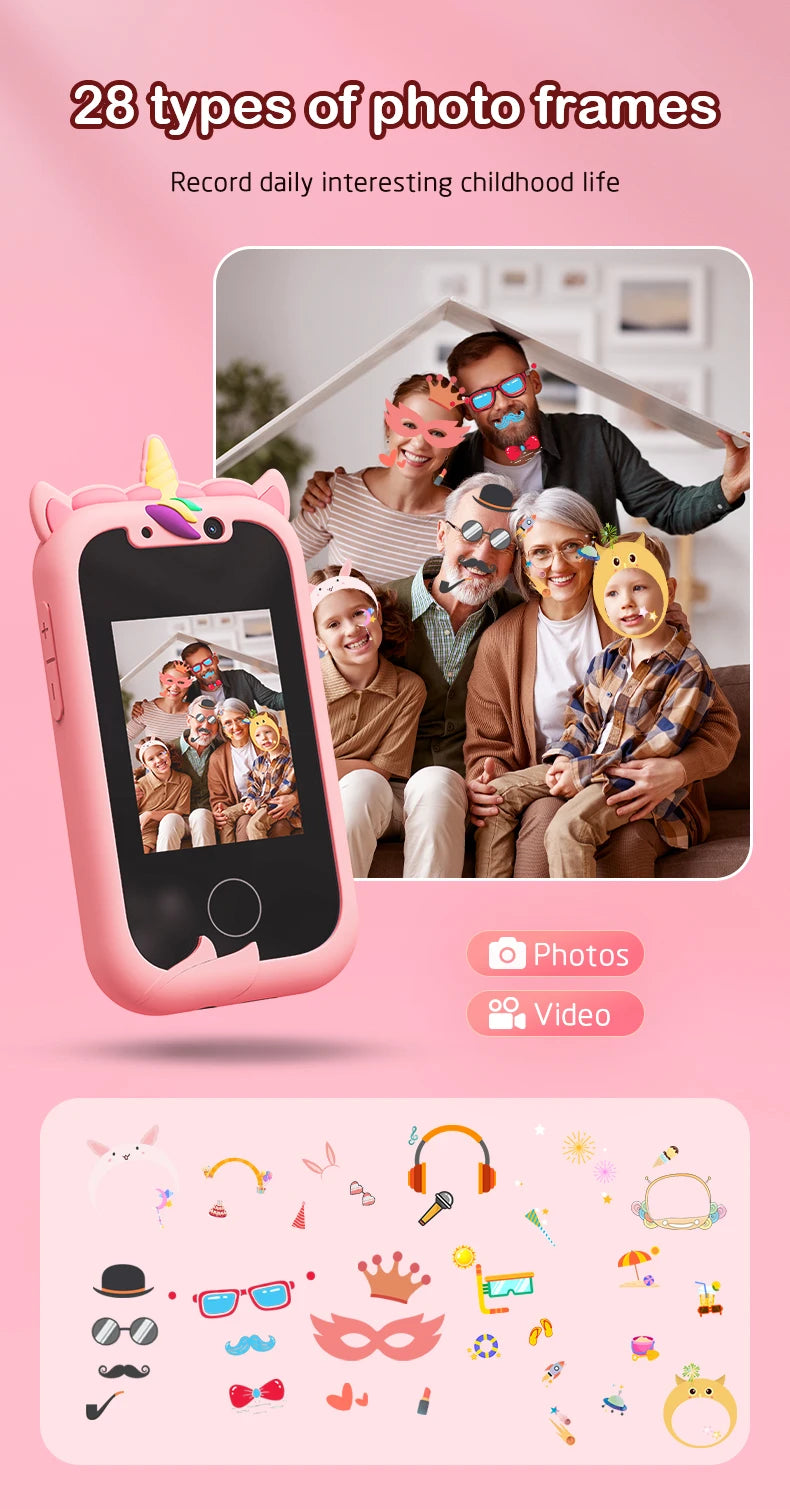 Kids Smart Phone Camera Toys Touchscreen Learning Toy for 3-12 Year Old Boys Girls Phone MP3 Player Christmas Birthday Gifts