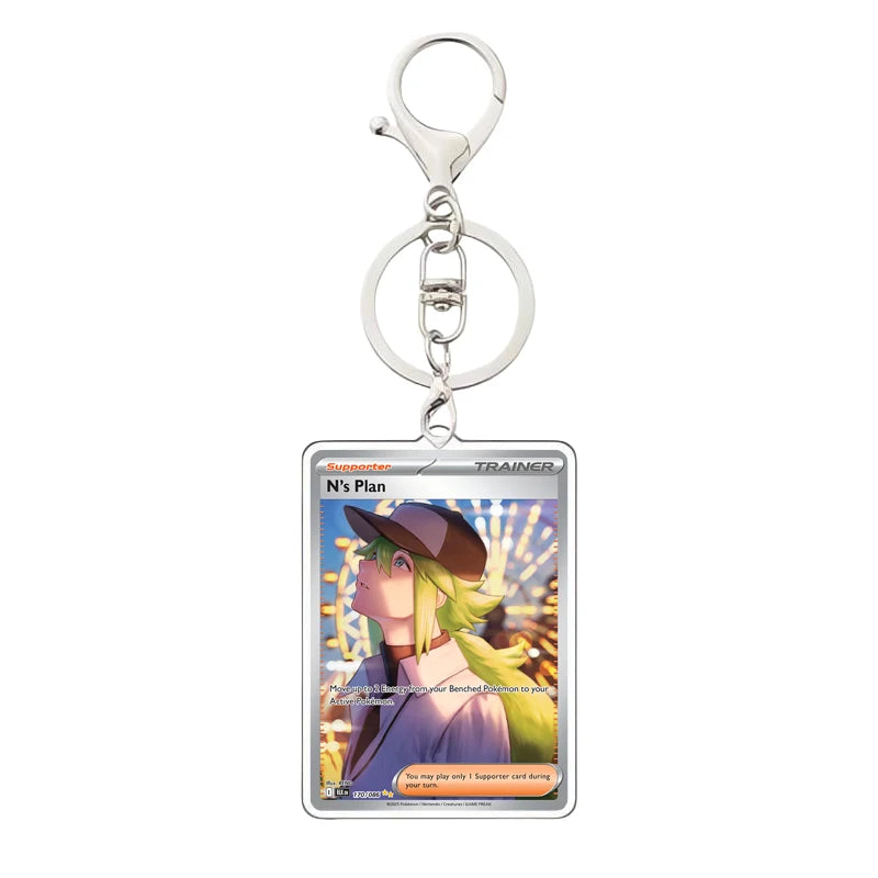 Pokemon PTCG Acrylic Keychain English Version Sv11B W Sar Bwr Reshiram Zekrom Victini N Acrylic Card Keychain Pendant 3.4X5.2Cm