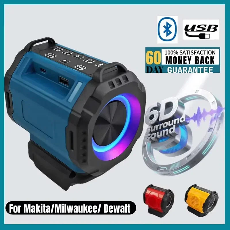 Makita Bluetooth Speaker For 18V 20V Battery USE USB Type-C Port Charge Player Loudspeaker Amplifier
