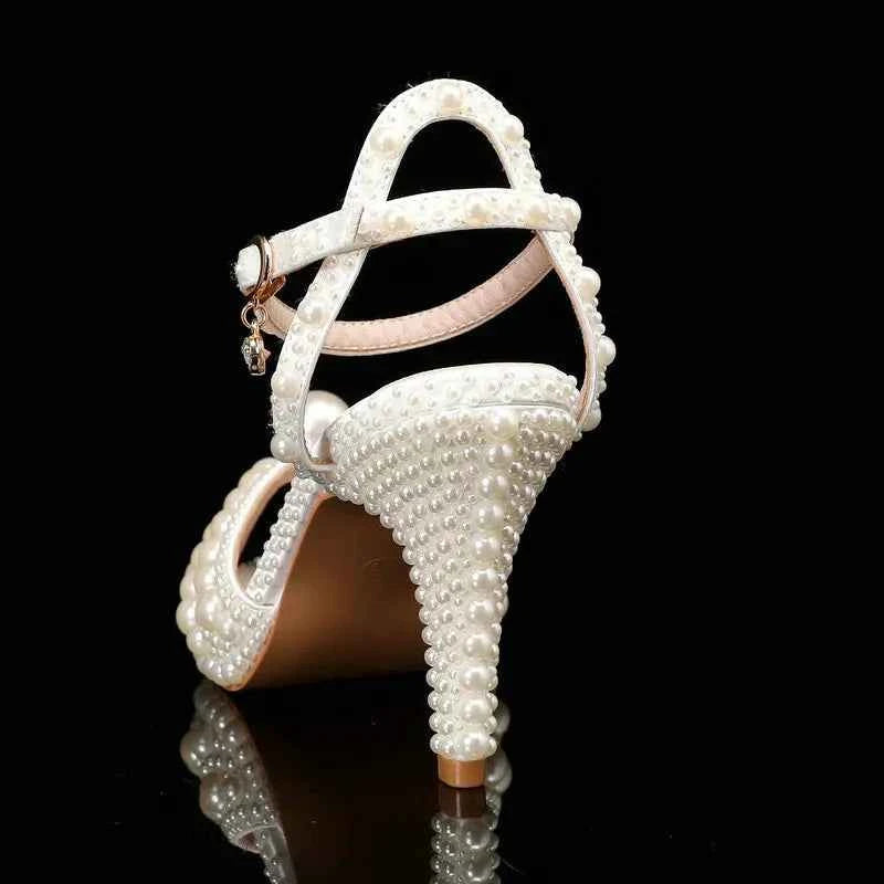2025 Autumn New Fish Mouth High Heels Waterproof Platform Shallow Mouth 8.5cm Pearl Women'S Single Shoes Bride Wedding Shoes