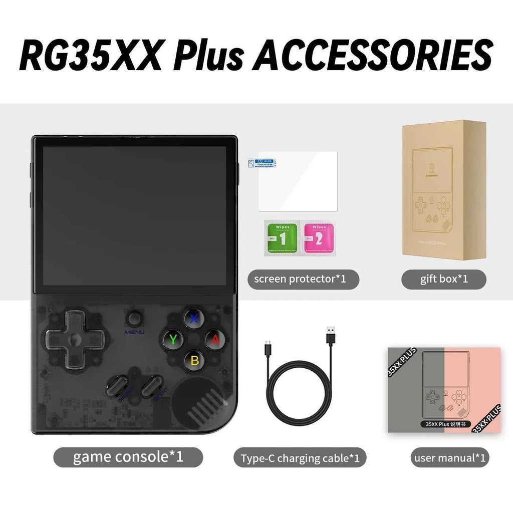 ANBERNIC RG35XX PLUS Retro Handheld Game Console 3.5''IPS Screen Built-in 10K Games HDMI Video Output Streaming Kids Game Player