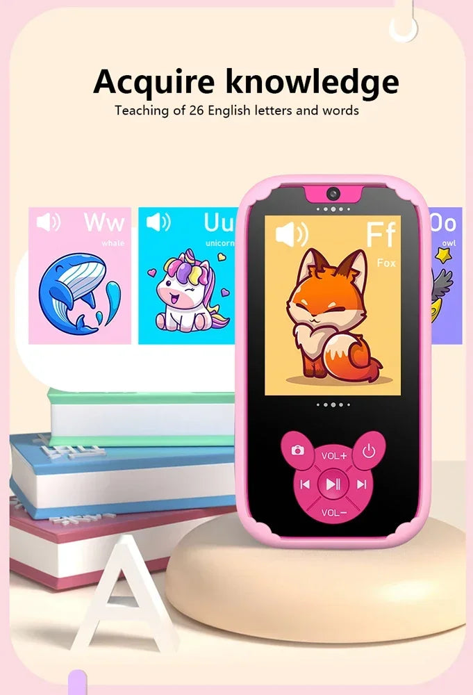Interesting Kids Smart Learning Phone,8GB Memory Game Gift Educational Toy with Dual Camera &Music Player for Ages 3-12 Birthday