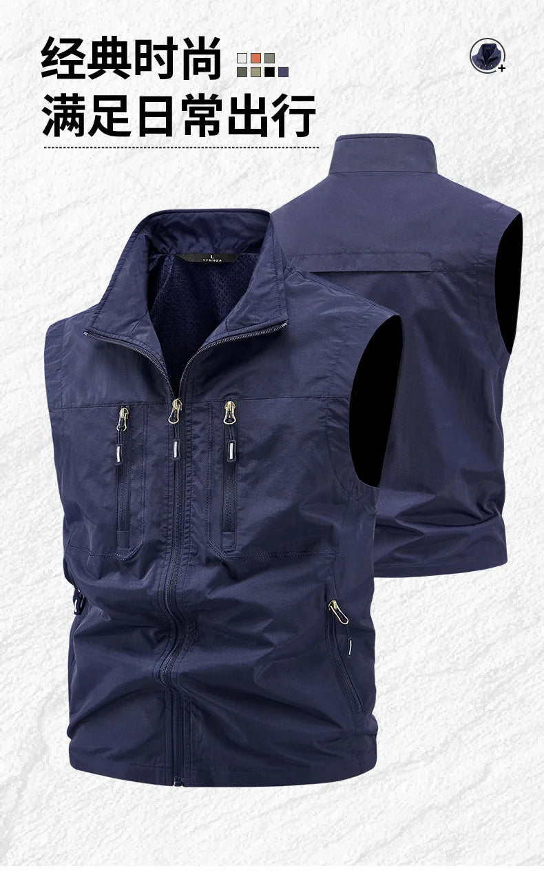 2026 New Waistcoat Men Middle-Aged Outdoor Fishing Summer Vest Casual Thin Tooling Waistcoat Large Size 5XL Vest