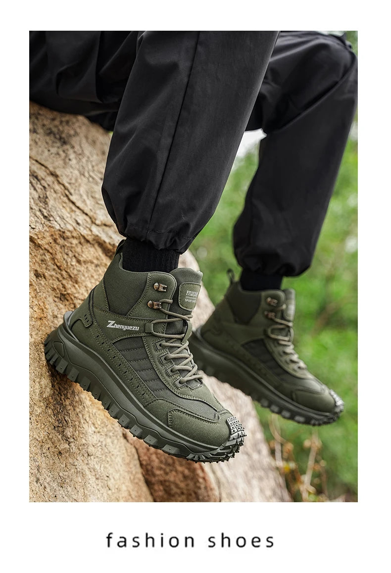 2026 New Outdoor Boots Men's High Top Thick Bottom Tactical Shoes Large Size 47 Hiking Sports Workwear Shoes 48 Casual Style