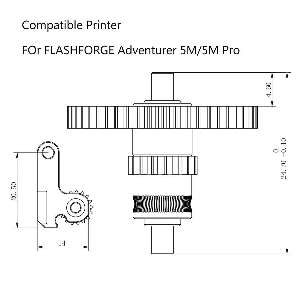 Ad5m Extruder Parts Upgrade CNC Nanocoated Hardened Gear Kit Extruder Gear for Flashforge Adventurer 5M Hotend 5M Pro Extruder