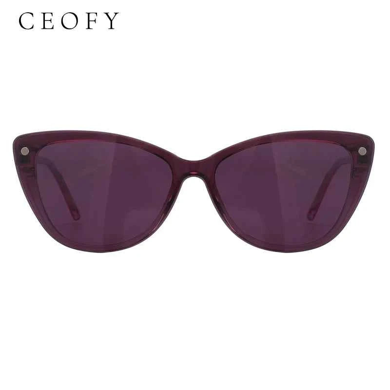 Ceofy Women Clip On Optical Glasse Frame Polarized Sunglasses Magnetism Vintage Cat Eye Eyewear Eyeglasses Frame High Quality