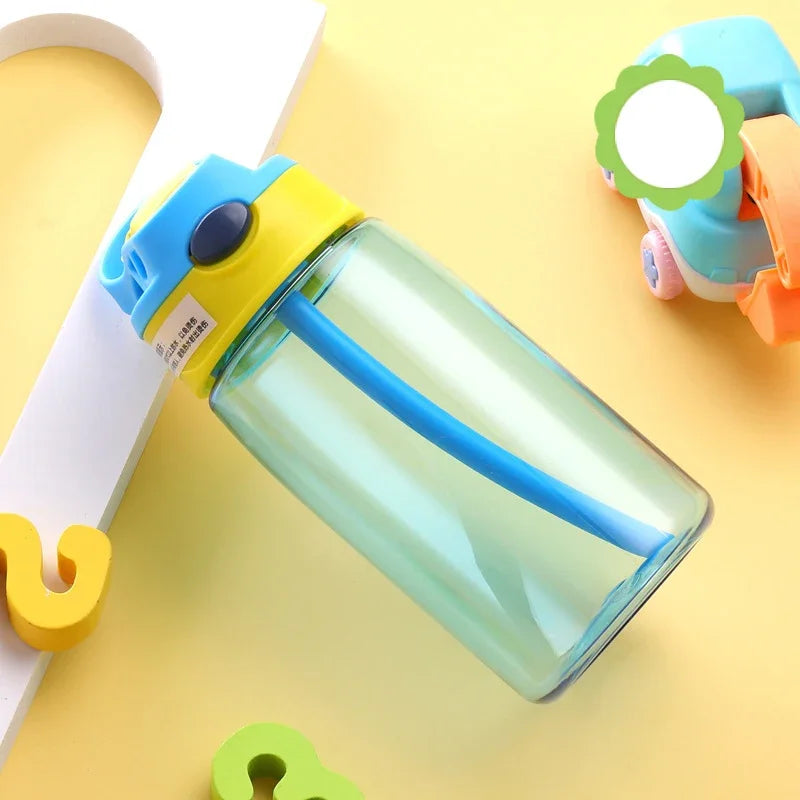 480ml Water Bottle with Straw Kids Girls Portable Travel Bottles Cup Gym Sports Fitness Summer Cold Water Juice Drinking Bottle