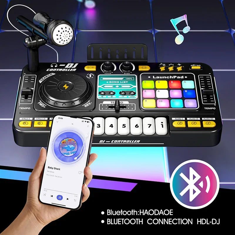 Kids Simulation DJ Mixer Controller Toys Multifunctional Music Effects Electronic Piano Keyboard Learning Birthday Gift Boy Girl