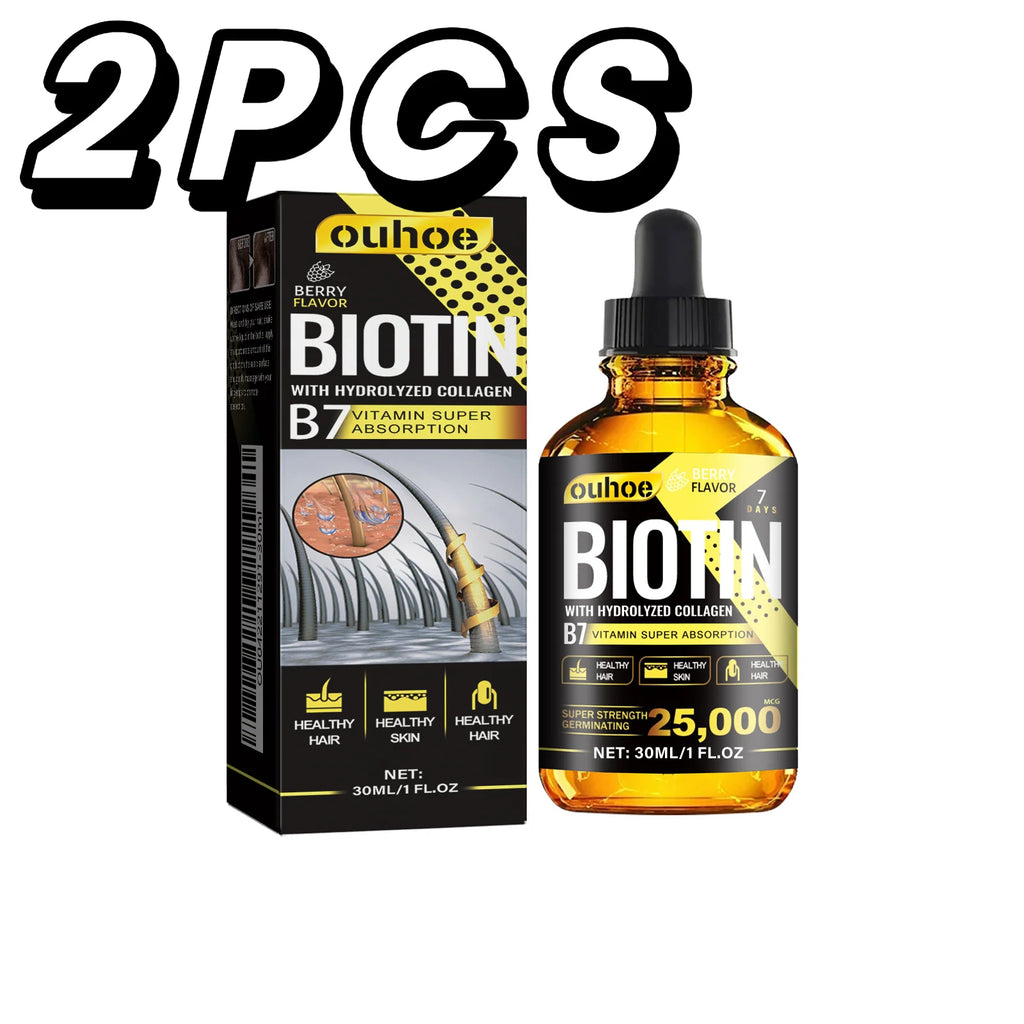 Biotin Hair Oil Collagen Scalp Serum Strengthening Treatment Natural Rosemary Ginseng Extract Thicker Volume Care For All Types