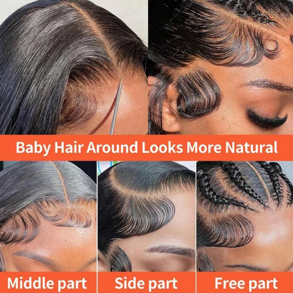 250% Brazilian Straight Human Hair Wigs 13x4 13x6 HD Transparent Lace Front Wigs Pre Plucked Baby Hair Natural Hairline Wigs For Black Women