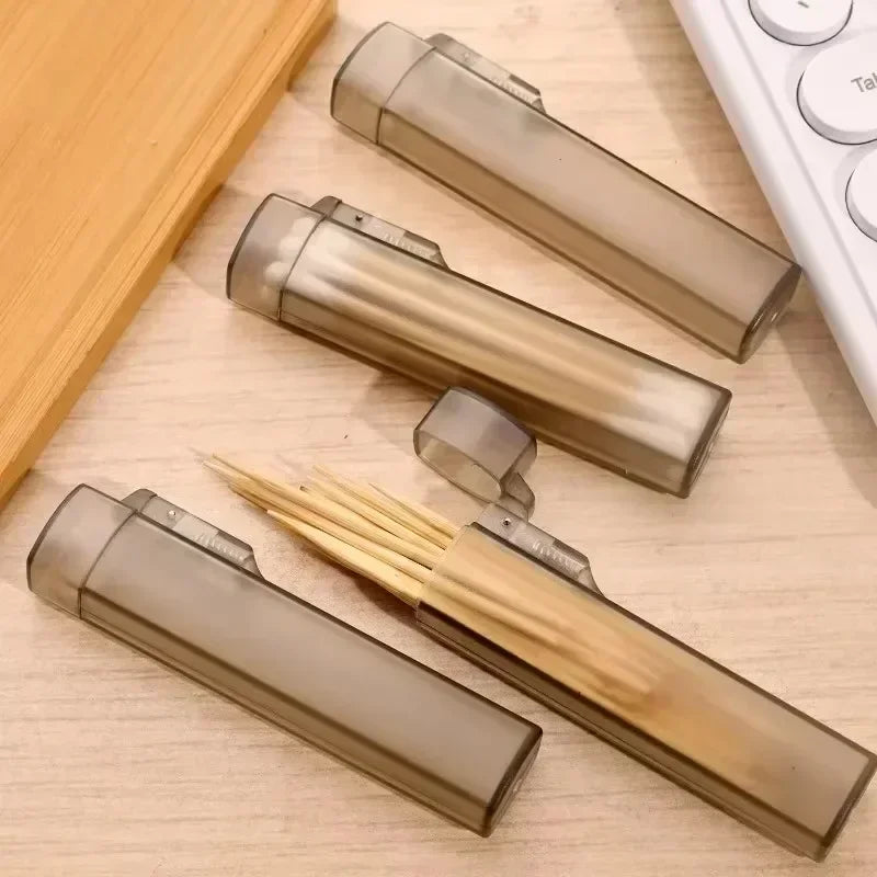 Clear Travel Toothpick Case Reusable Cotton Swab Holder Portable Storage Box