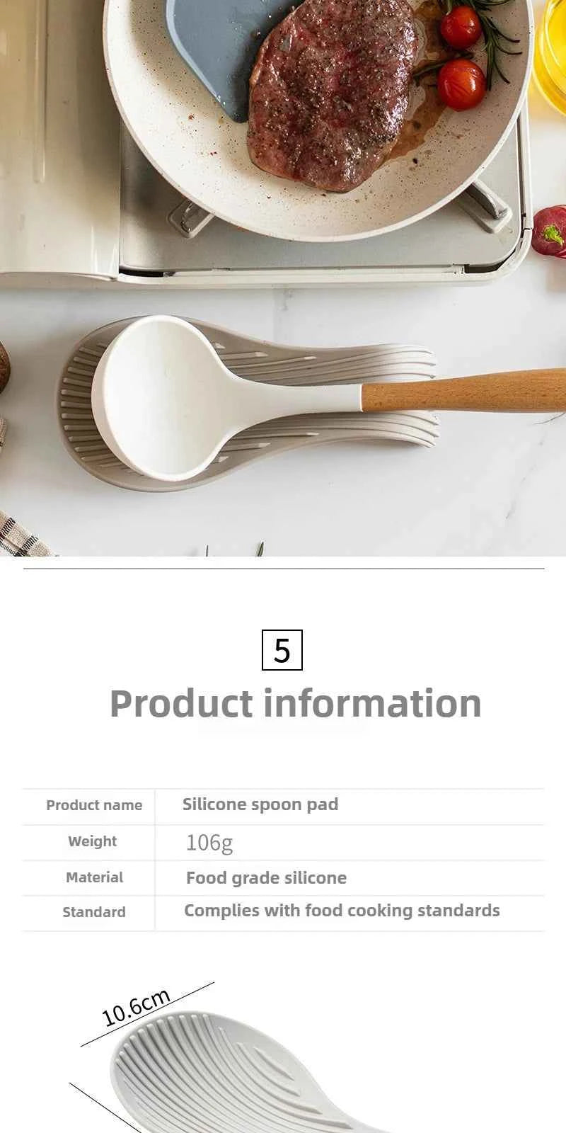 Silicone Kitchenware Tray, Kitchen Spatula, Soup Spoon, Silicone Spoon Holder, Household Thick Insulated Silicone Spoon Pad