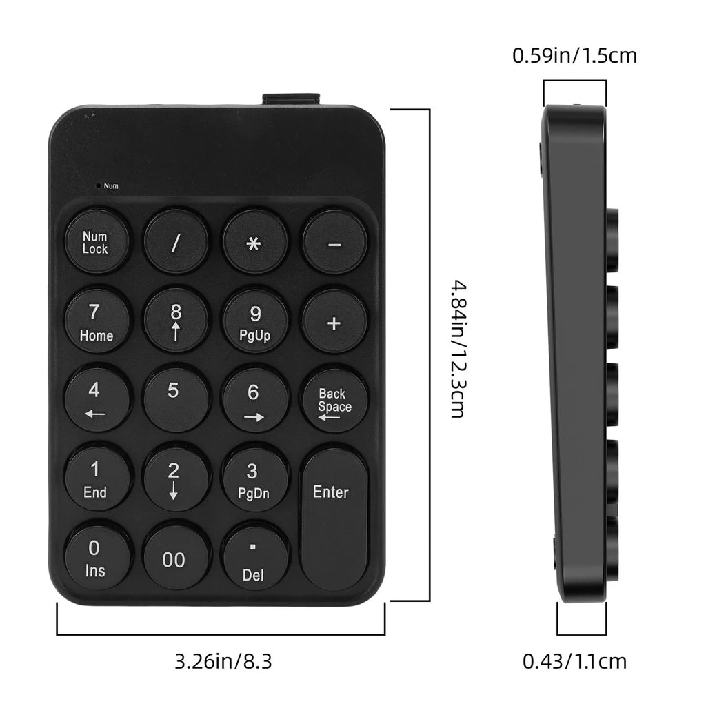 Mini Numeric Keypad with Round Keycaps 2.4G Wireless & BT Portable Financial Accounting Numpad Number Keyboard for PC Laptop
