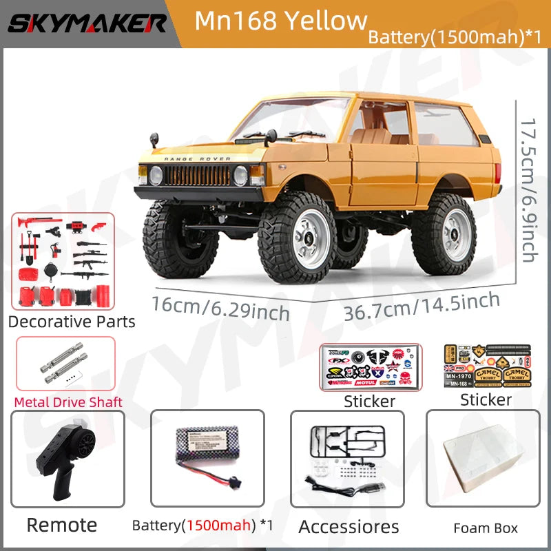 MN Model RC Car Mn168 1/12 Full Scale RTR 2.4G 4WD 280 Motor Proportional Off-Road Remote Control RC Truck Kids Toys Metal Parts