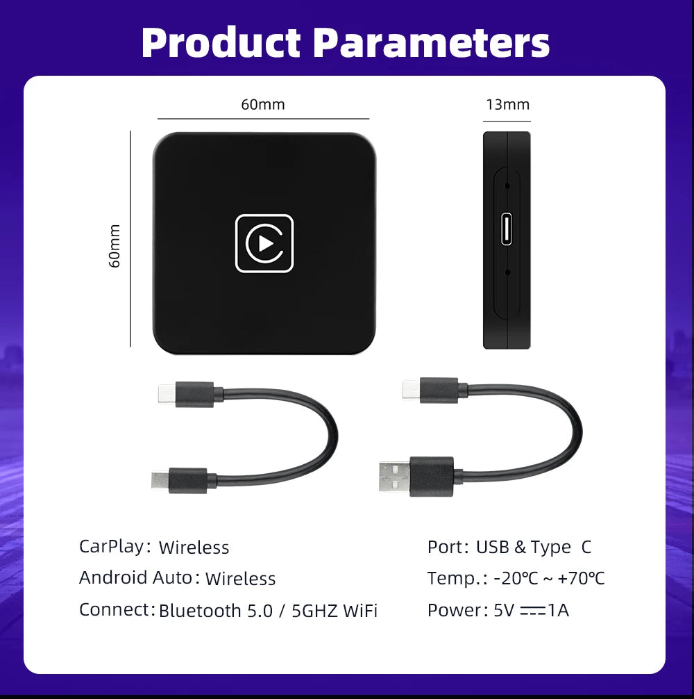 EKIY A2 Wired to Wireless Android Auto Adapter For Wired Android Auto Cars Smart Ai Box Bluetooth WiFi Spotify Auto Connect Map