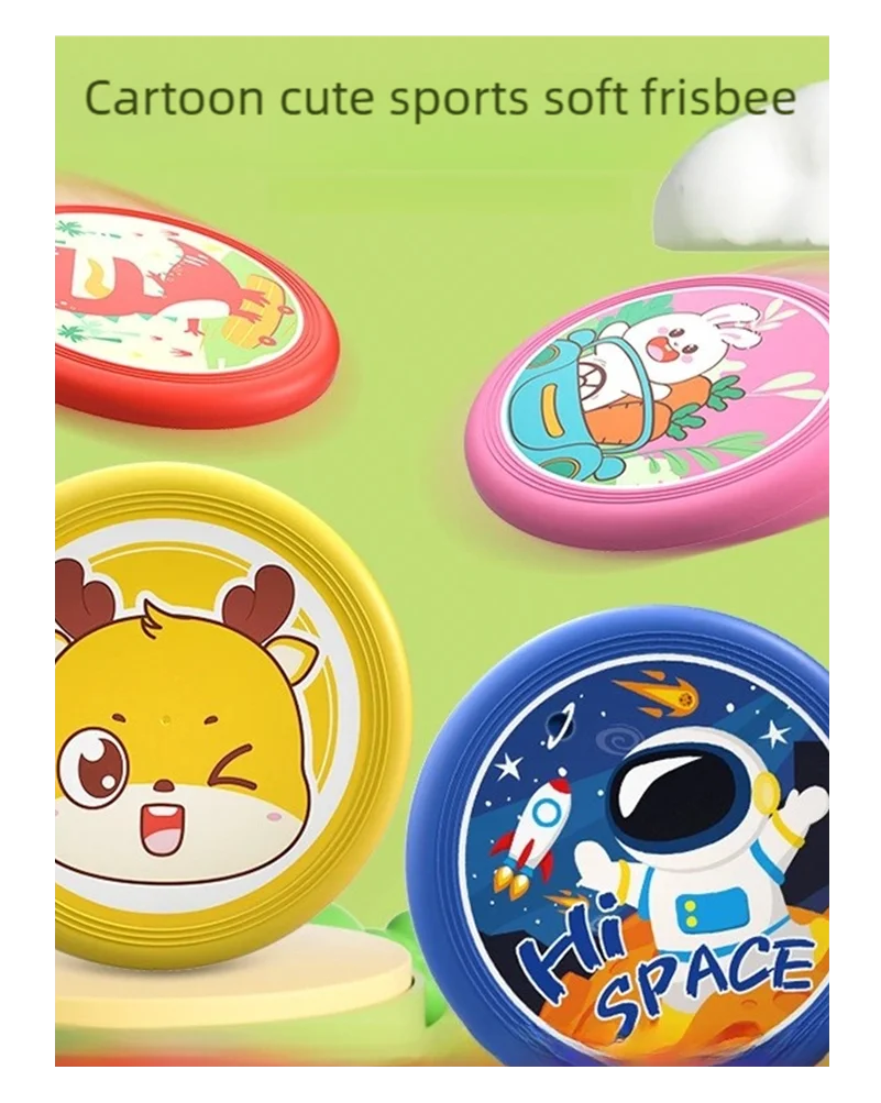 Kids Soft Rubber Frisbee Cartoon Flying Disc Safe Outdoor Sport Toy Parent-Child Game for Boys Girls Beach Backyard Family Play