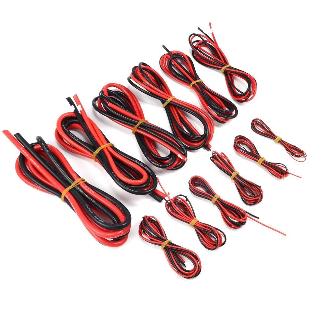 10m/lot Silicon Wire 8 10 12 14 16 18 20 22AWG Heatproof Soft Silicone Silica Gel Wire Cable (5m Red+5m Black) DIY Part