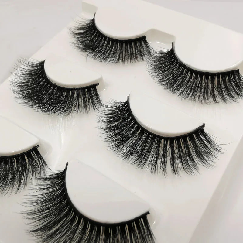 SHIDISHANGPIN 3 pairs 27 styles 3D Faux Mink Hair Soft False Eyelashes Fluffy Wispy Thick Fake Lash Handmade Eyelash Eye Makeup