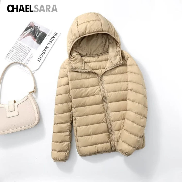 Ultra Light White Duck Down Jacket for Women, Warm Coat for Lady, Female Hooded Parka, Plus Size, 7XL, Autumn and Winter 2024