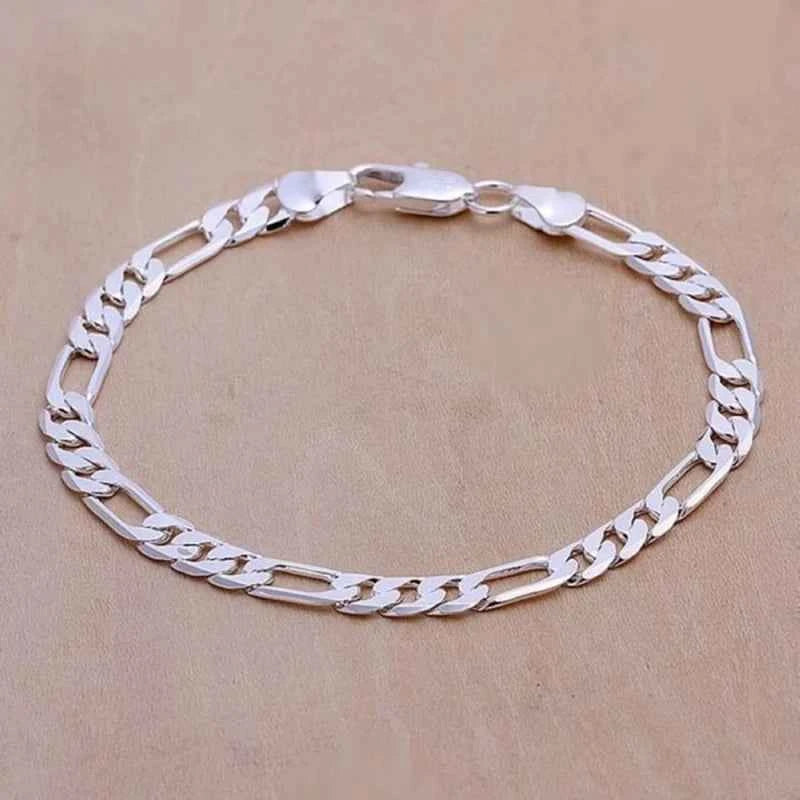 Wedding Nice Gift 925 Sterling Silver 6MM Chain Men Women Jewelry Fashion Beautiful Bracelet Free Shipping