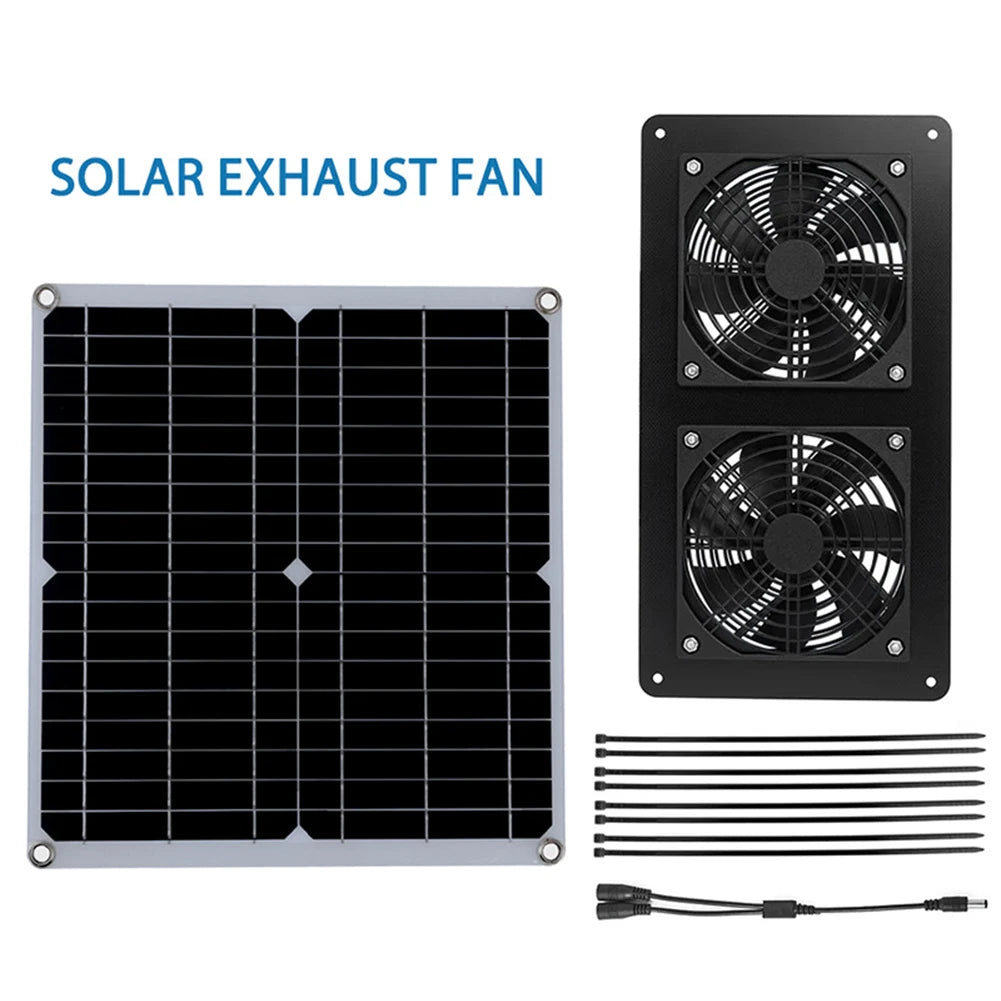 Cooling W Solar Panel Fan Outdoor Solar Exhaust Fan RV W Solar Panel Durability Greenhouses Exterior Laminated Chicken Coops
