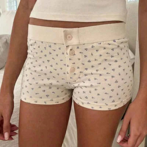 00s Retro Cute Patterm Boyshorts Fairy Y2K Cottage Low Waist Button Comfy Undies Sweatshorts Women Pajamas Shorts Lounge Bottom