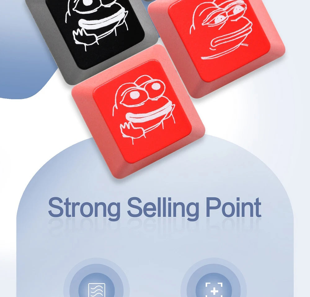 Novelty Shine Through Keycaps ABS Etched back lit black red r1 ESC Sad Frog THX meme Internet Trends