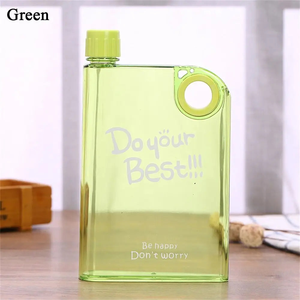 380ml Transparent Flat Water Bottle Plastic Travel Bicycle Drinking Juice Cup Reusable Portable Bottle BPA-free Sports Kettle