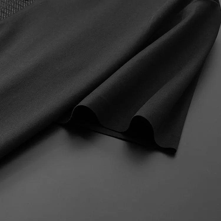 Men's 62% Cotton Polo Shirt | Breathable V-Neck with Rhinestone Accents | Moisture-Wicking Black/Brown Casual Tops XL-7XL