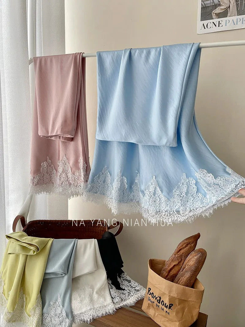 Beiyingni French Elegant Satin Mermaid Skirt Women Spring Summer Lace Patchwork Pack Hip Long A-line Skirts Office Ladies Faldas