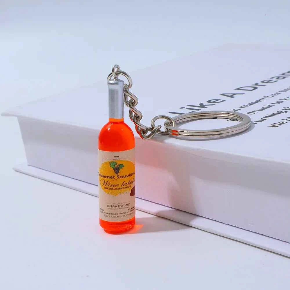 9 Style Wine Bottle Keychain Miniature Alcohol Keyring Cute Novelty Bag Charm Wine Lovers Gift Adult Party Favors Small Pendant