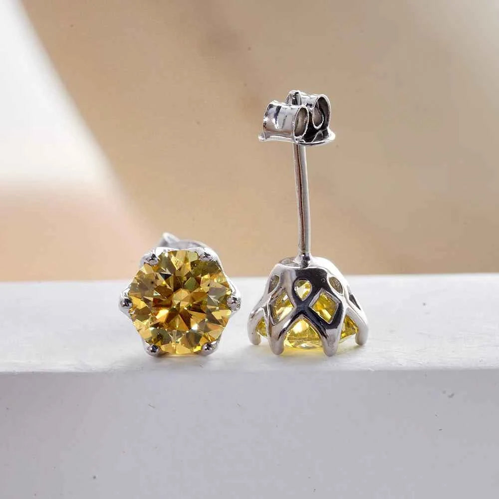 JoyceJelly 1/2/4CT VVS D Color Moissanite Russian Cut 8H8A Lab Diamond Stud Earrings For Women S925 Sterling Silver Fine Jewelry