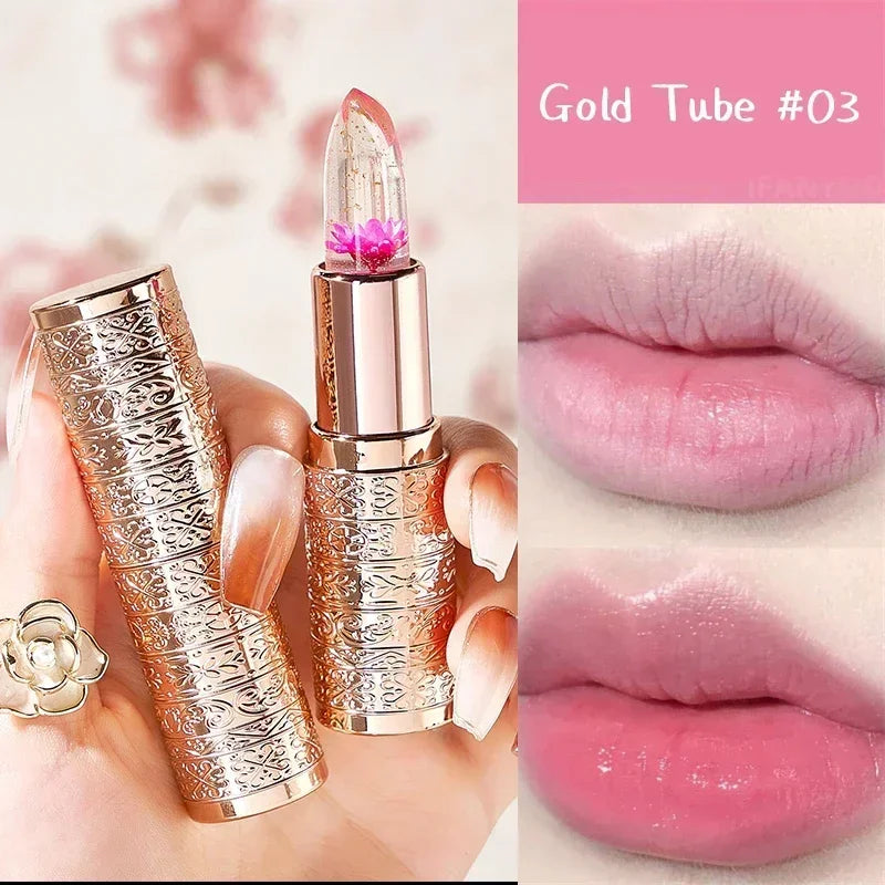 Moisturizing Flower Transparent Lipstick Temperature Color Changing Lip Balm Long Lasting Jelly Lipstick Lips Care Makeup 1pc