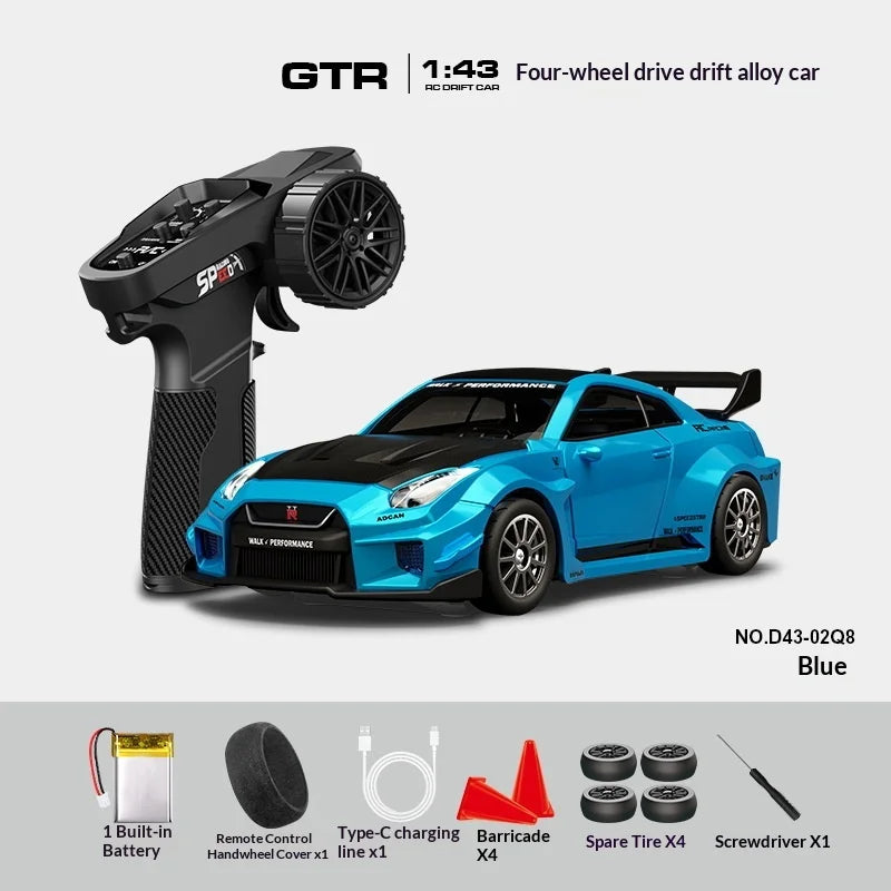 Mini Alloy RC Car 1:43 High-Speed Drifting Sports Car Boys Toy Four-Wheel Drive Simulation Race Car Remote Control Vehicle