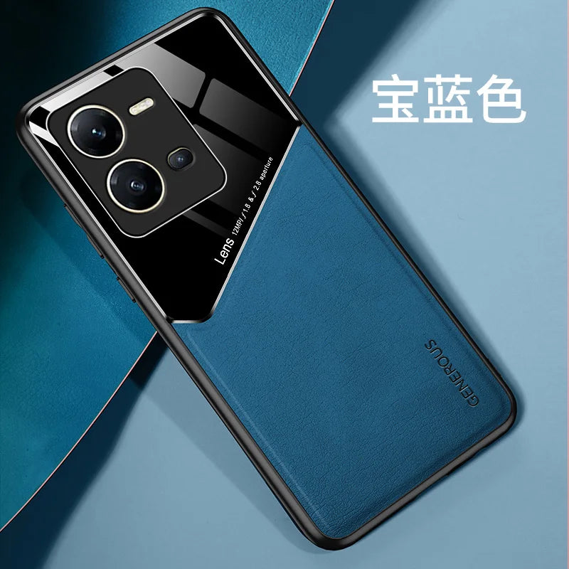 Luxury Magnetic Leather Glass Phone Case For VIVO V25 V25E Pro Ultra Thin Soft Matte Back Camera Protector Film Cover Shell