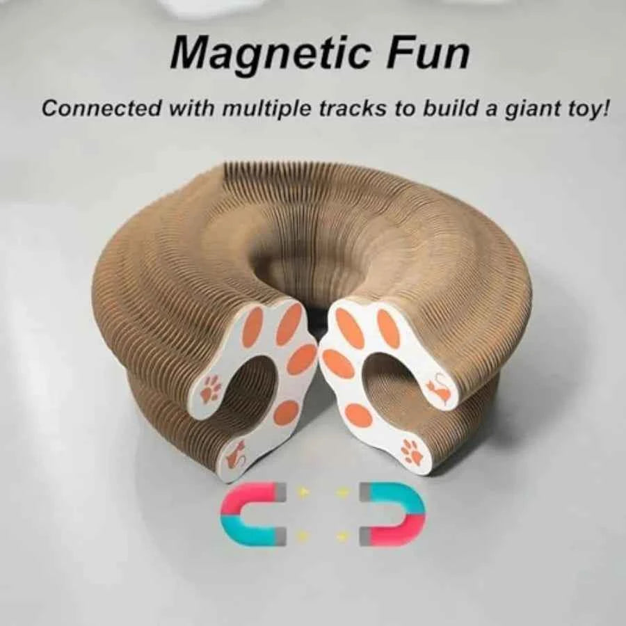 Magic Organ Cat Toy for Indoor Cats Foldable Recyclable Accordion Scratcher Board with Ball Interactive Play Pad in Multi-Color