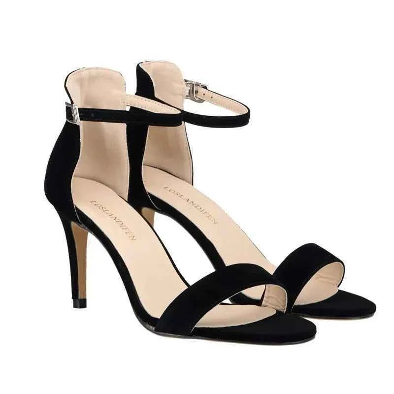 2026 New Women Sexy Pumps Sandals Summer 9cm Thin Heel Open Toe Ankle Strap High Heels Ladies Stilettos Party Red Wedding Shoes