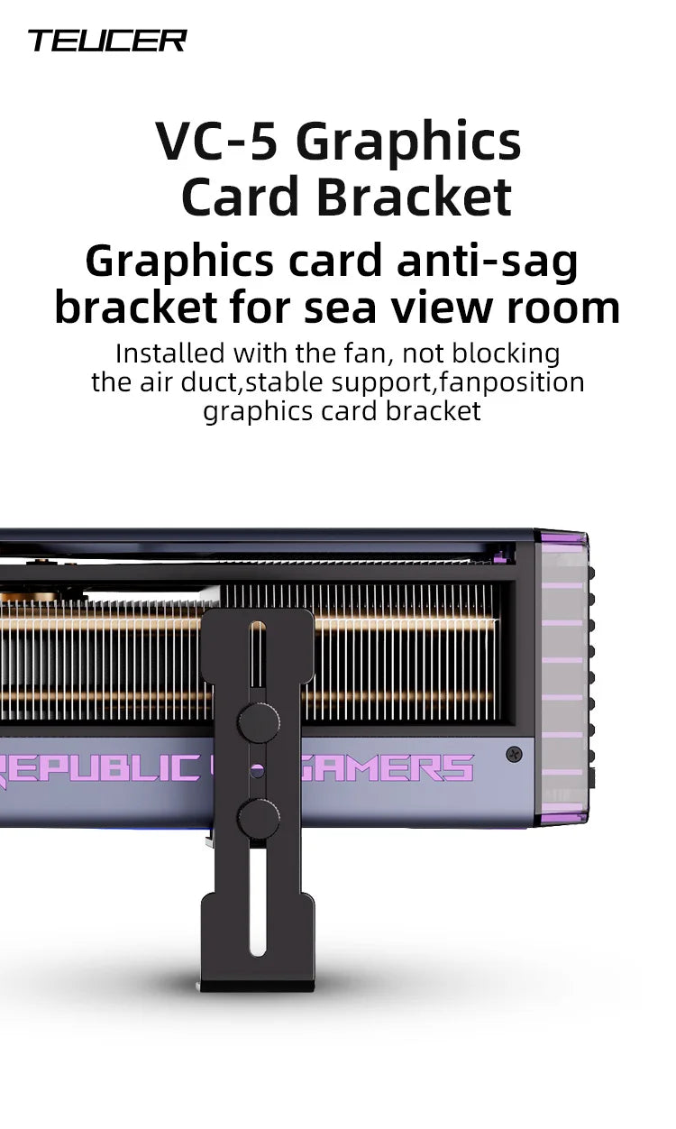 TEUCER  GPU Fan Metal Fixed Support Frame Adjustable Height 6-96mm For RTX Graphics Card Bracket