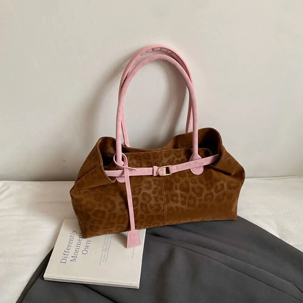 Trendy PU Leopard Print Tote Bag Large Capacity Casual Women's Shoulder Bag Versatile Underarm Bag Females Handbags Purses