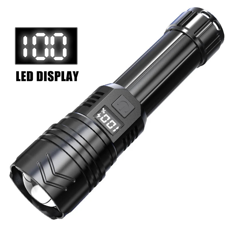 3000000LM Super Bright Flashlight Built-in Battery Rechargeable LED Flashlights High Power Torch Lamp for Camping Lantern