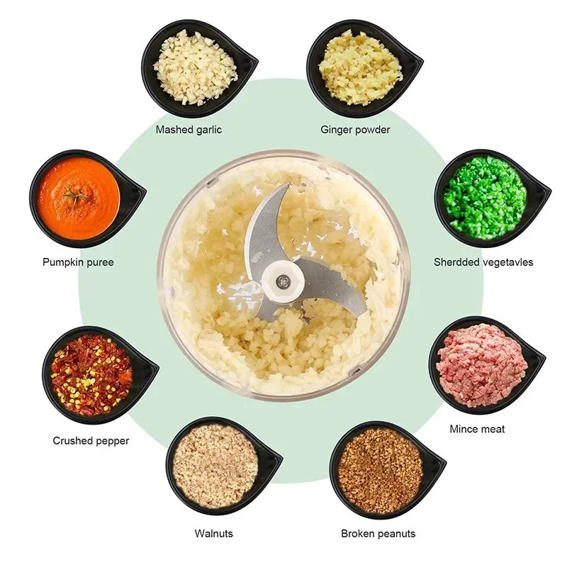 250/100ML Electric Kitchen Food Chopper Mini USB Food Crusher Portable Meat Grinder Vegetable Chopper For Kitchen Household