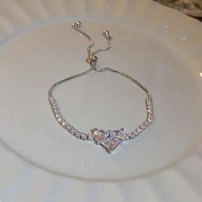 Wave Geometry Adjustable Bracelet Bangle Luxury Fashion Rhinestone Crystal Bracelets Women Wedding Wristband Jewelry