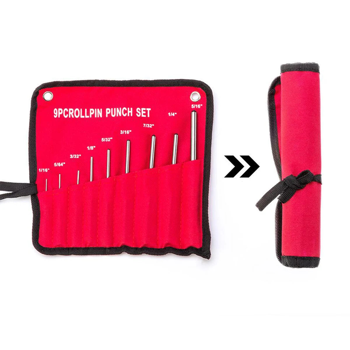 9 Pieces Roll Pin Punch Set Steel Punches Hand Pin Removing Tool with Carrying Case for Jewelers Watchmakers Carpenters