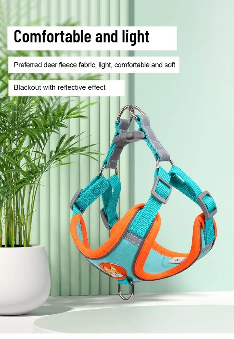 Adjustable No Pull Reflective Pet Harness Lead Walking Running Leashes Dog Cat Chest Strap Vest Leash