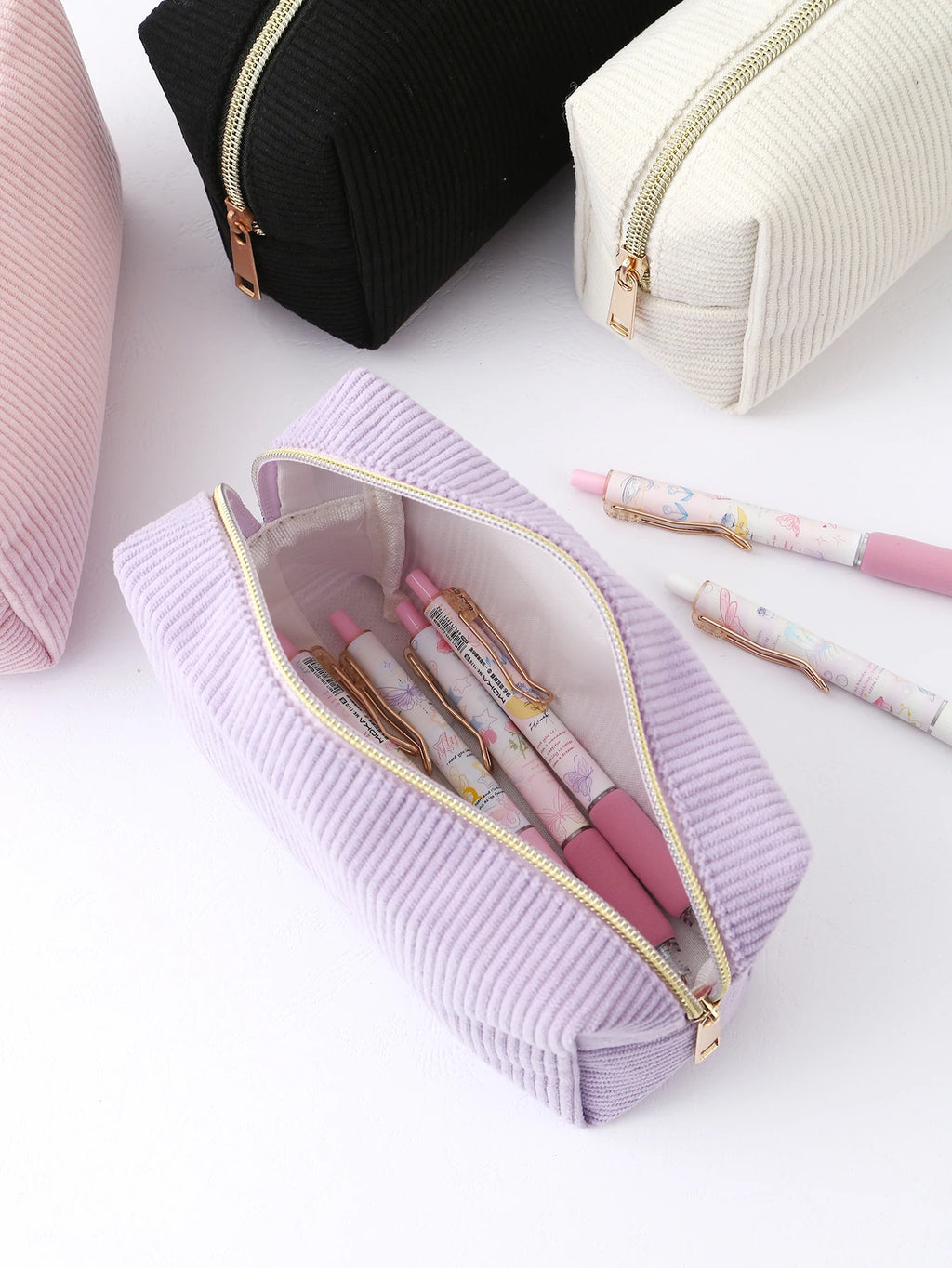 1pc Vertical Stripe Single-Layer Pencil Case, Student School Supplies Storage Bag, A Must-Have for the Back-to-School Season