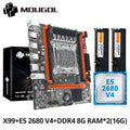 MOUGOL X99 Motherboard Kit with Intel Xeon E5 2680 V4 & DDR4 8Gx2 2133MHz Dual Channel RAM M.2 NVME for Desktop Gaming Computer