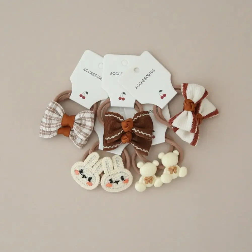 10Pcs Bow-Knot Hair Ties Bowknot Sweet Bows Flower Headdress Elastic Rubber Band Luxury Scrunchies Hair Rope Hair Accessories